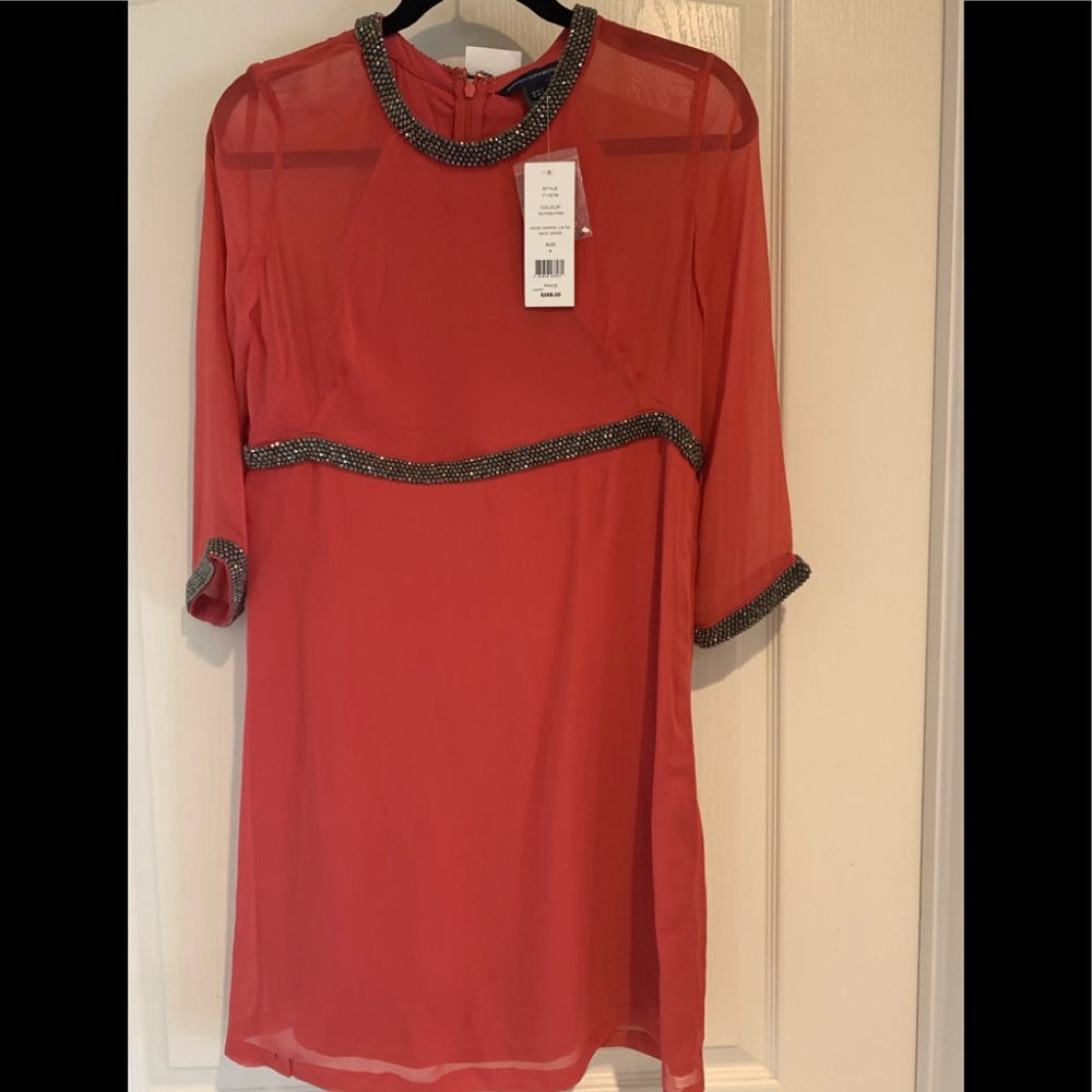 Salmon cocktail dress 100% silk